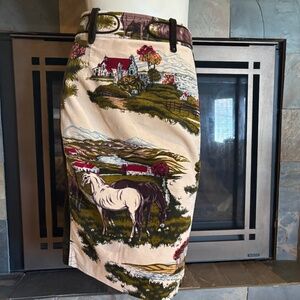 Anthropologie Cartonnier Cotton Novelty Velvet Horse Pencil Skirt 6
